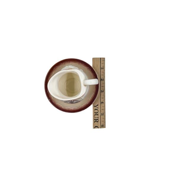 Miniature Space Needle Pitcher and Bowl Souvenir Burgandy and Cream 1960s - Picture 9 of 9